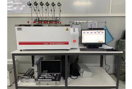 6 stazioni Outlet di fabbrica Controllo informatico Plastiche HDT & Vicat Testatore di temperatura di punto di ammorbidimento