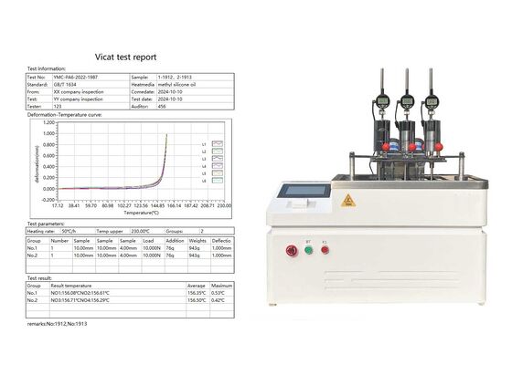 Macchina per prove HDT VICAT dotata di funzionamento con display del computer e regolazione precisa della temperatura per prove su materiali non metallici